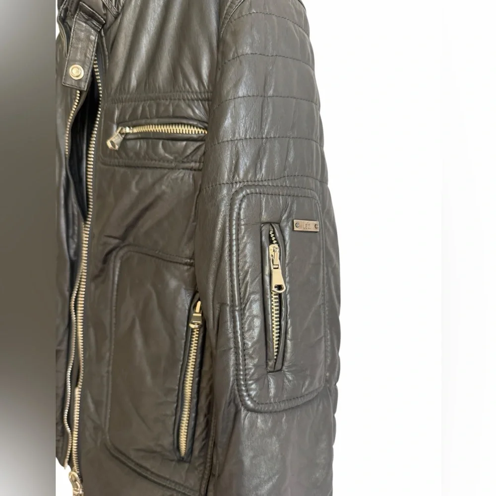 Pal Zileri Men's 100% Genuine Leather Black Quilted Bomber Jacket Size Small - Picture 4 of 11